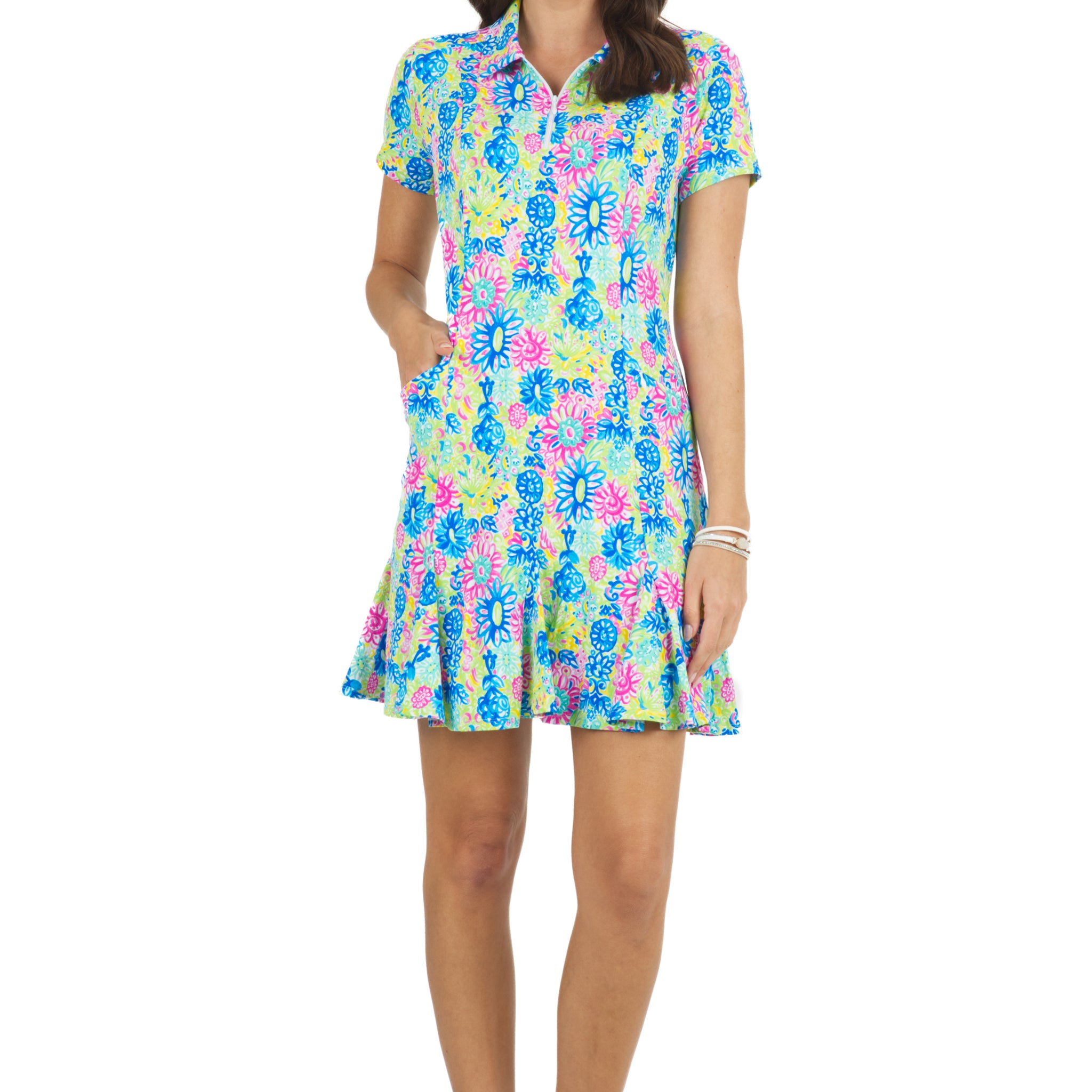 Lilli Print Short Sleeve Godet Dress – 69488