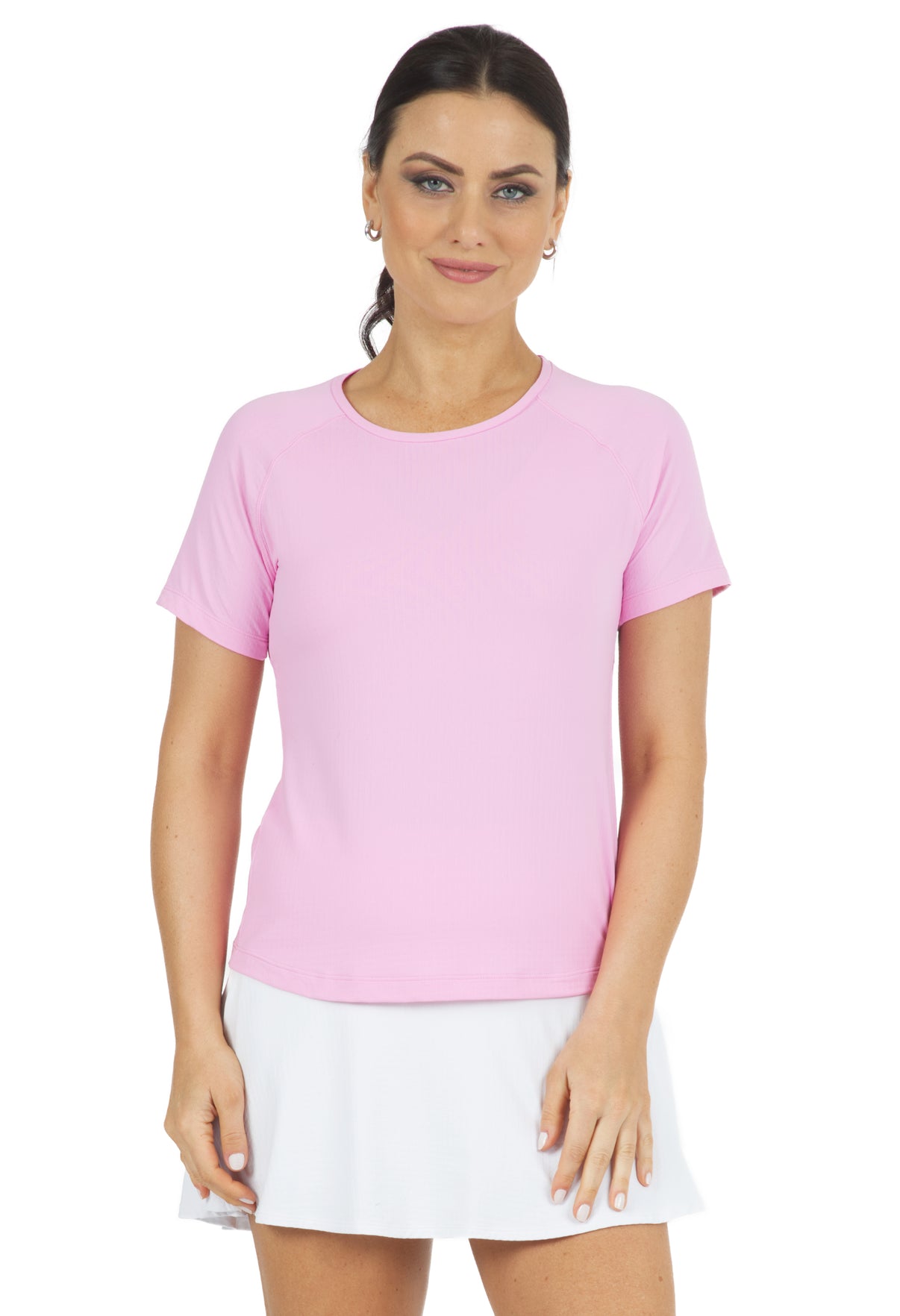 IBKÜL - Solid Short Sleeve Crew Neck - 85000 - Color: Candy Pink