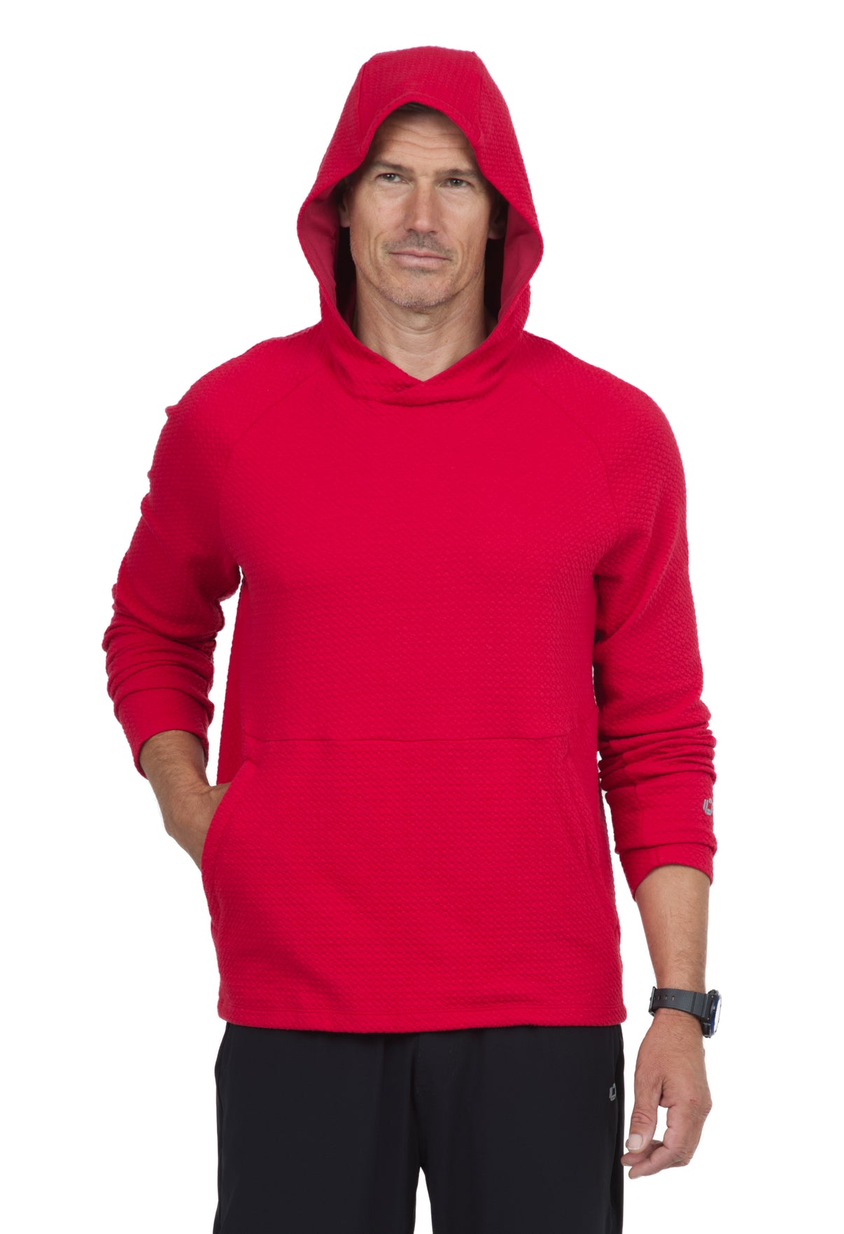 IBKÜL - Solid Popcorn Stitch Hoody - 94000 - Color: Red