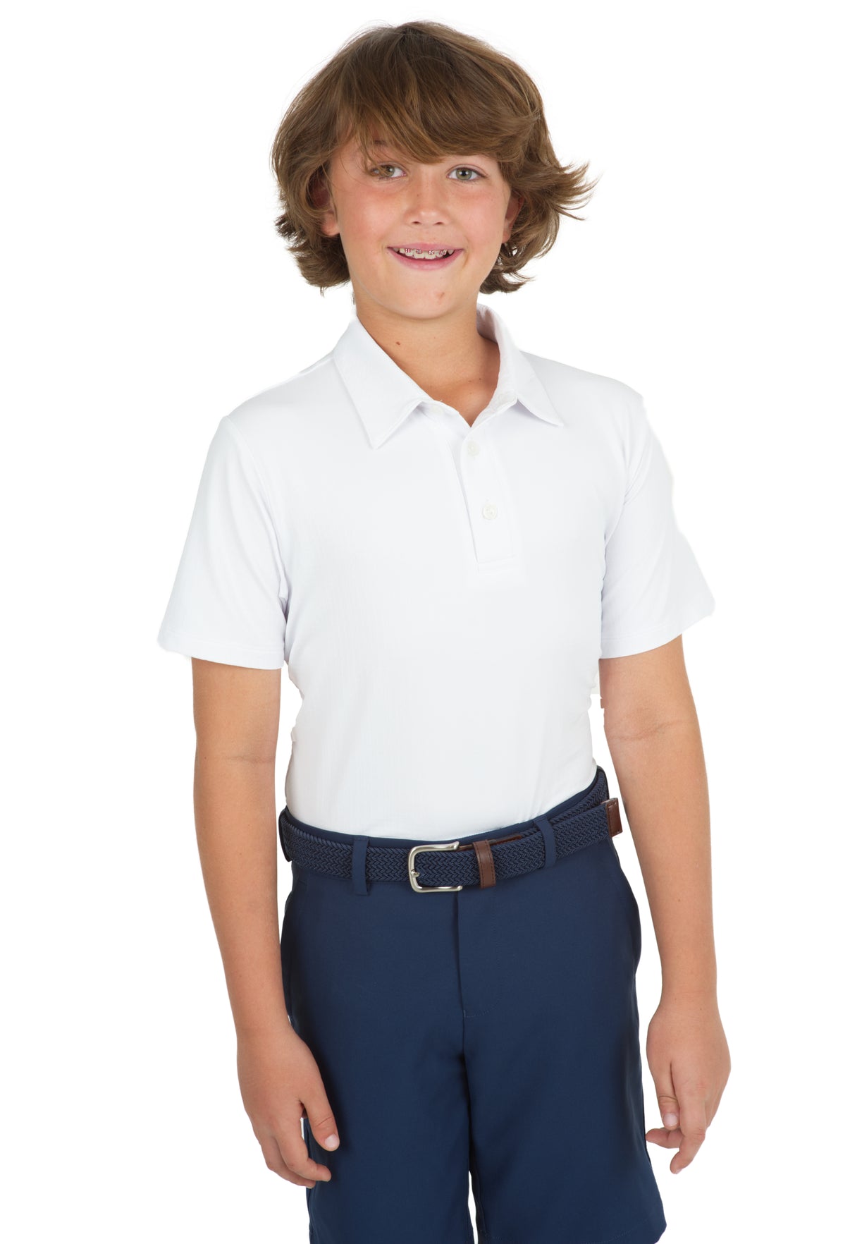 IBKÜL - Youth Solid Short Sleeve Polo - 94199B - Color: White