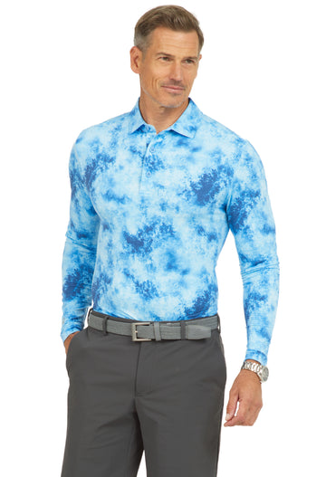 Tie-Dye Print Long Sleeve Polo – 95125 (Modern Fit)