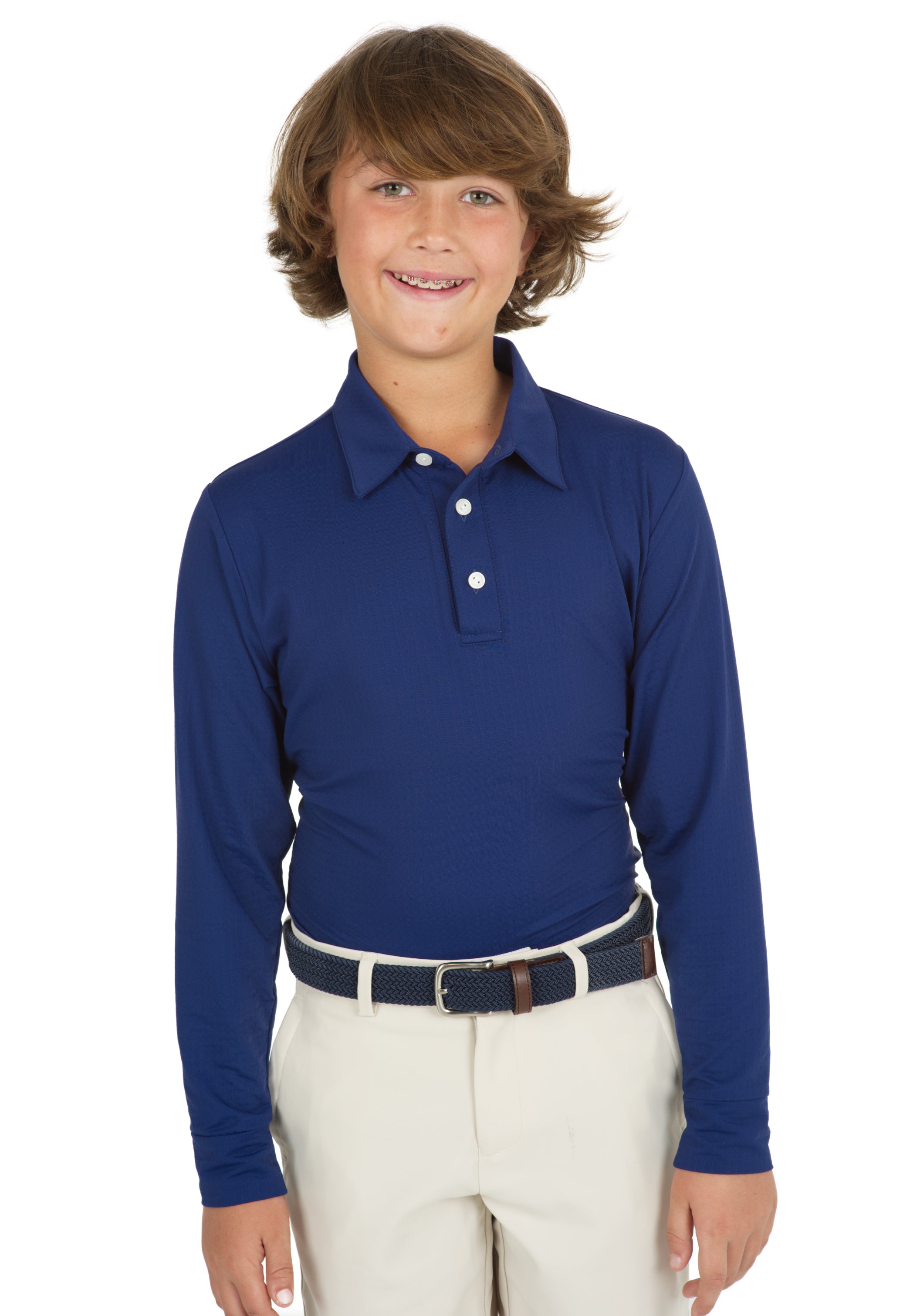 IBKÜL - Youth Solid Long Sleeve Polo - 95199B - Color: Ink